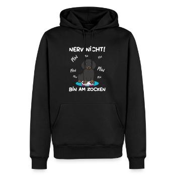 Bin am Zocken Gaming Dackel Hund - Männer Premium Bio Hoodie - Schwarz - Vorne - Nico (187cm)