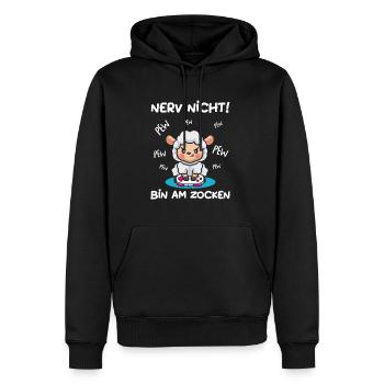 Bin am Zocken Gaming Schaf - Männer Premium Bio Hoodie - Schwarz - Vorne - Nico (187cm)
