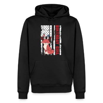 Fox America 4 juillet Independence Birthday Girl - Sweat à capuche Premium bio Homme - noir - Devant - Nico (187cm)