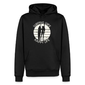 Surf femme Happy Life Wellenreiten Surfen Surfer - Sweat à capuche Premium bio Homme - noir - Devant - Nico (187cm)