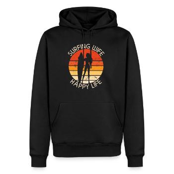 Surf femme Happy Life Wellenreiten Surfen Surfer - Sweat à capuche Premium bio Homme - noir - Devant - Nico (187cm)
