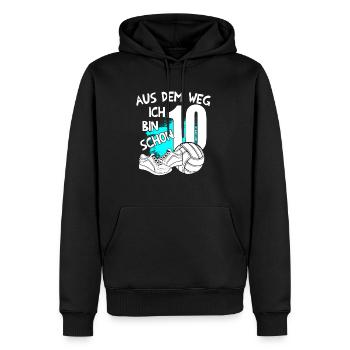 Volleyball Geburtstag Ich bin 10 Jahre - Männer Premium Bio Hoodie - Schwarz - Vorne - Nico (187cm)