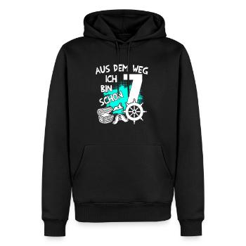 Piraten Geburtstag Ich bin 7 Jahre alt - Männer Premium Bio Hoodie - Schwarz - Vorne - Nico (187cm)