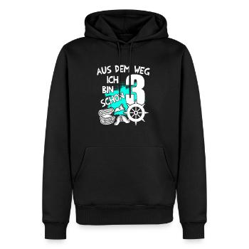 Piraten Geburtstag Ich bin 3 Jahre alt - Männer Premium Bio Hoodie - Schwarz - Vorne - Nico (187cm)