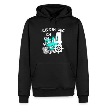 Piraten Geburtstag Ich bin 4 Jahre alt - Männer Premium Bio Hoodie - Schwarz - Vorne - Nico (187cm)