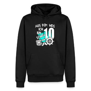 Piraten Geburtstag Ich bin 10 Jahre alt - Männer Premium Bio Hoodie - Schwarz - Vorne - Nico (187cm)
