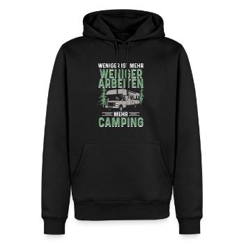 Weniger Arbeiten Mehr Camping Camper Wohnwagen - Männer Premium Bio Hoodie - Schwarz - Vorne - Nico (187cm)