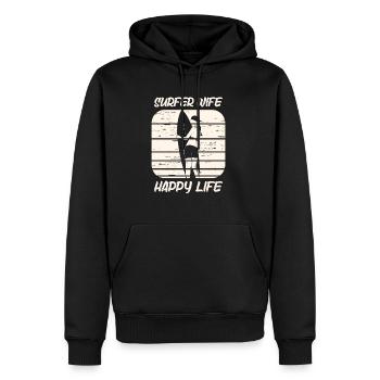 Surf femme Happy Life Wellenreiten Surfen Surfer - Sweat à capuche Premium bio Homme - noir - Devant - Nico (187cm)