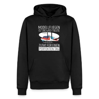 Modellfliegen Ist Die Wichtigste Zutat - Männer Premium Bio Hoodie - Schwarz - Vorne - Nico (187cm)