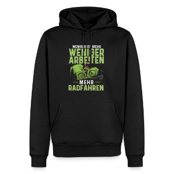 Weniger Arbeiten Mehr Radfahren Radfahrer - Männer Premium Bio Hoodie - Schwarz - Vorne - Nico (187cm)