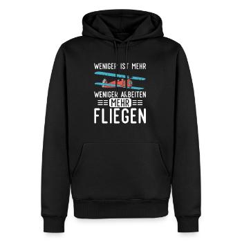 Weniger Arbeiten Mehr Modellfliegen Modellflieger - Männer Premium Bio Hoodie - Schwarz - Vorne - Nico (187cm)