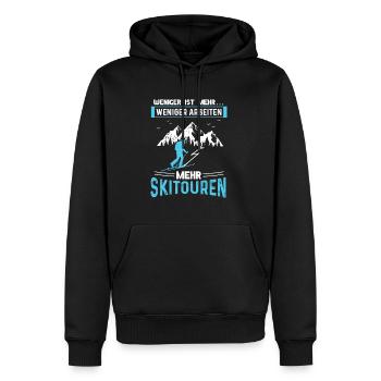 Weniger Arbeiten Mehr Skitouren Tourenski - Männer Premium Bio Hoodie - Schwarz - Vorne - Nico (187cm)