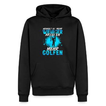 Weniger Arbeiten Mehr Golfen Golfspieler - Männer Premium Bio Hoodie - Schwarz - Vorne - Nico (187cm)