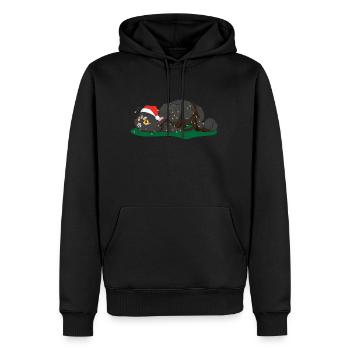 Katzen Weihnachten Kätzchen Lichterkette Ugly Xmas - Männer Premium Bio Hoodie - Schwarz - Vorne - Nico (187cm)