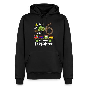 Junge Geburtstag 6 Jahre Zug Eisenbahn Geburtstag - Männer Premium Bio Hoodie - Schwarz - Vorne - Nico (187cm)