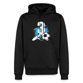 Fußball 3 Jahre alt Fußballer 3. Geburtstag - Männer Premium Bio Hoodie - Schwarz - Vorne - Nico (187cm)