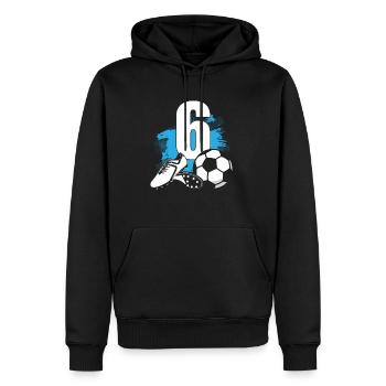 Fußball 6 Jahre alter Fußballer 6.Geburtstag - Männer Premium Bio Hoodie - Schwarz - Vorne - Nico (187cm)