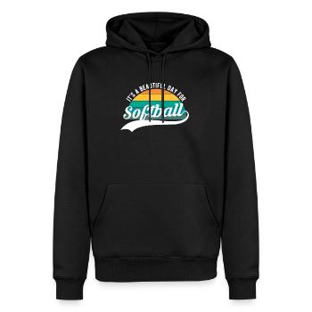 C’est une belle journée pour un cadeau de chemise de softball - Sweat à capuche Premium bio Homme - noir - Devant - Nico (187cm)