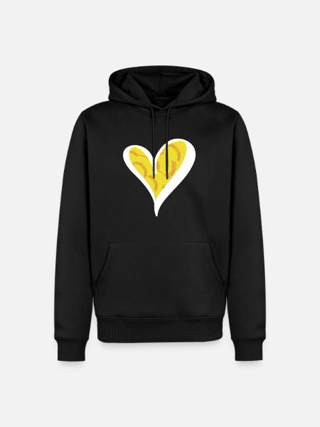 Herz Softball Shirt Geschenk - Männer Premium Bio Hoodie - Schwarz