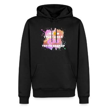 I Know I Play Like A Girl Try To Keep Up - Männer Premium Bio Hoodie - Schwarz - Vorne - Nico (187cm)