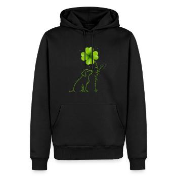 Tu es mon porte-bonheur trèfle du Labrador - Sweat à capuche Premium bio Homme - noir - Devant - Nico (187cm)