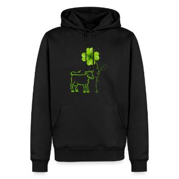 Du bist mein Glücksbringer Kuh Kleeblatt - Männer Premium Bio Hoodie - Schwarz - Vorne - Nico (187cm)