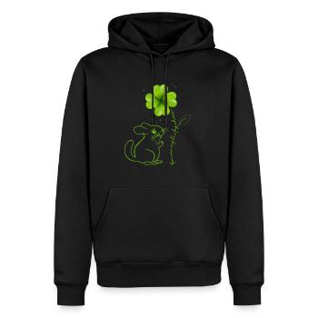 Ils sont mon porte-bonheur Chinchilla trèfle - Sweat à capuche Premium bio Homme - noir - Devant - Nico (187cm)