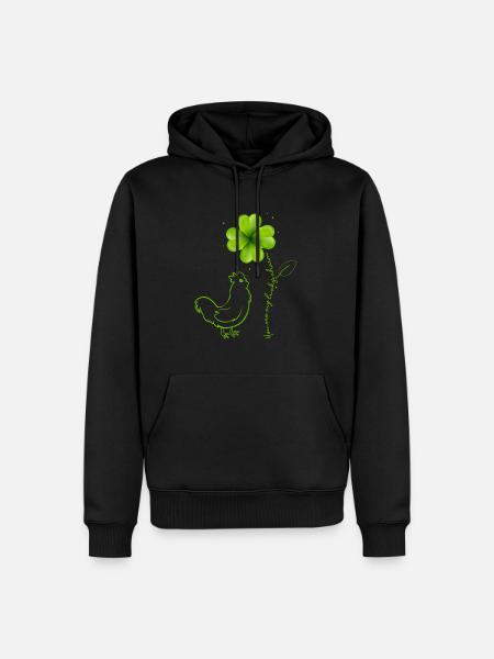 Tu es mon porte-bonheur feuille de trèfle de poulet - Sweat à capuche Premium bio Homme - noir