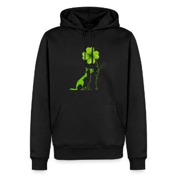 Tu es mon porte-bonheur Berger Chien Cloverleaf - Sweat à capuche Premium bio Homme - noir - Devant - Nico (187cm)