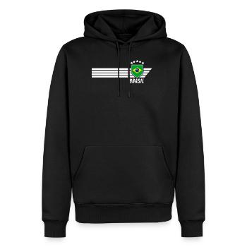 Brésil Maillot de fan de football brésilien Seleção - Sweat à capuche Premium bio Homme - noir - Devant - Nico (187cm)