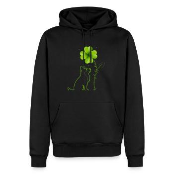 Du bist mein Glücksbringer Husky Kleeblatt - Männer Premium Bio Hoodie - Schwarz - Vorne - Nico (187cm)