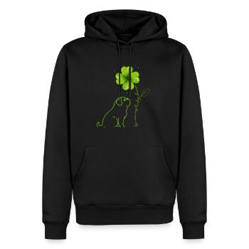Tu es mon porte-bonheur Carlin Dog Cloverleaf - Sweat à capuche Premium bio Homme - noir - Devant - Nico (187cm)