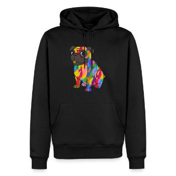 Pug Colorful Vintage Rainbow Retro Dog - Men’s Premium Organic Hoodie - black - Front - Nico (187cm)