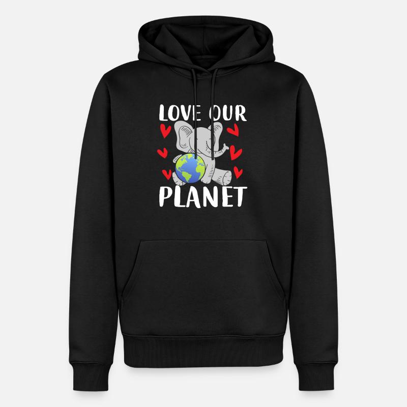 Aimez notre planète Elephant Earth - Sweat à capuche Premium bio Homme - noir