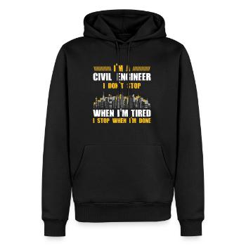 Cadeau d’ingénieur civil Ingénieur civil Ne vous arrêtez pas - Sweat à capuche Premium bio Homme - noir - Devant - Nico (187cm)