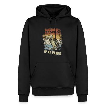 Vintage Spionage Überwachung Birds Arent Real - Männer Premium Bio Hoodie - Schwarz - Vorne - Nico (187cm)