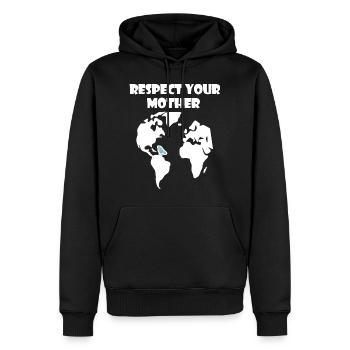 Respektiere deine Mutter Natur | Klimaschutz - Männer Premium Bio Hoodie - Schwarz - Vorne - Nico (187cm)
