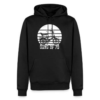 Bonanzarad Bonanza Bike Hipster Anniversaire 1970 - Sweat à capuche Premium bio Homme - noir - Devant - Nico (187cm)