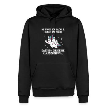 Nur weil ich lächle klatschen Ohrfeige - Männer Premium Bio Hoodie - Schwarz - Vorne - Nico (187cm)