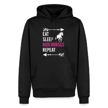 Manger Sleep Ride Chevaux Répéter Chemise Cavalier - Sweat à capuche Premium bio Homme - noir - Devant - Nico (187cm)