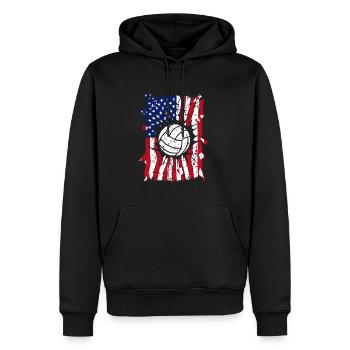 Volleyball Torn America Drapeau - Sweat à capuche Premium bio Homme - noir - Devant - Nico (187cm)