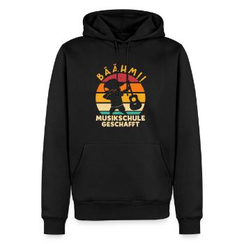 Bäähm Musikschule geschafft - Männer Premium Bio Hoodie - Schwarz - Vorne - Nico (187cm)