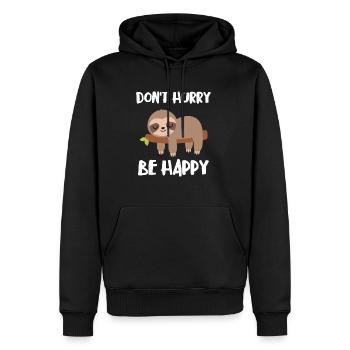 Dont Hurry Be Happy Faultier Schlafshirt Nachthemd - Männer Premium Bio Hoodie - Schwarz - Vorne - Nico (187cm)