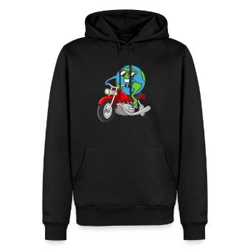 Earth Rides Motorcycle Earth Earth Day - Men’s Premium Organic Hoodie - black - Front - Nico (187cm)