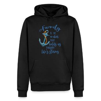 La famille est l’ancre qui nous tient à travers la vie - Sweat à capuche Premium bio Homme - noir - Devant - Nico (187cm)