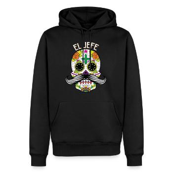 Sugar Skull El Jefe The Boss Dia De Los Muertos Ci - Men’s Premium Organic Hoodie - black - Front - Nico (187cm)