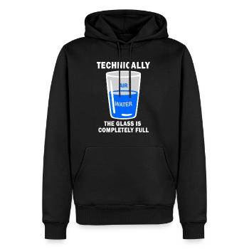 Technisch gesehen ist The Glass Completely Full Funny Sci - Männer Premium Bio Hoodie - Schwarz - Vorne - Nico (187cm)