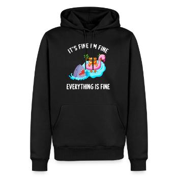 Es ist in Ordnung, mir geht es gut, alles ist in Ordnung Katze Flamingo - Männer Premium Bio Hoodie - Schwarz - Vorne - Nico (187cm)