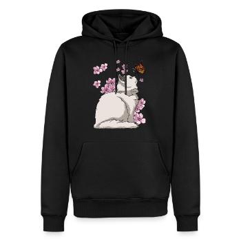 Japanese Cherry Blossom Katze - Männer Premium Bio Hoodie - Schwarz - Vorne - Nico (187cm)