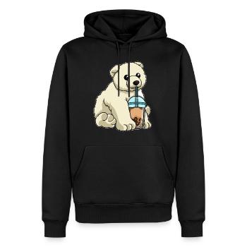 Eisbär trinkt Bubble Tea - Männer Premium Bio Hoodie - Schwarz - Vorne - Nico (187cm)